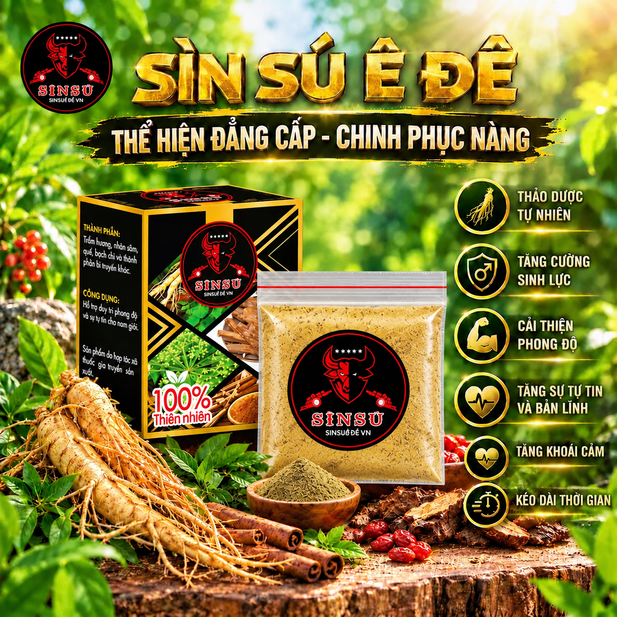 Sìn Sú Bột Vàng - Kéo Dài Thời Gian Quan Hệ Nam Giới ( Gói 1 Gram)