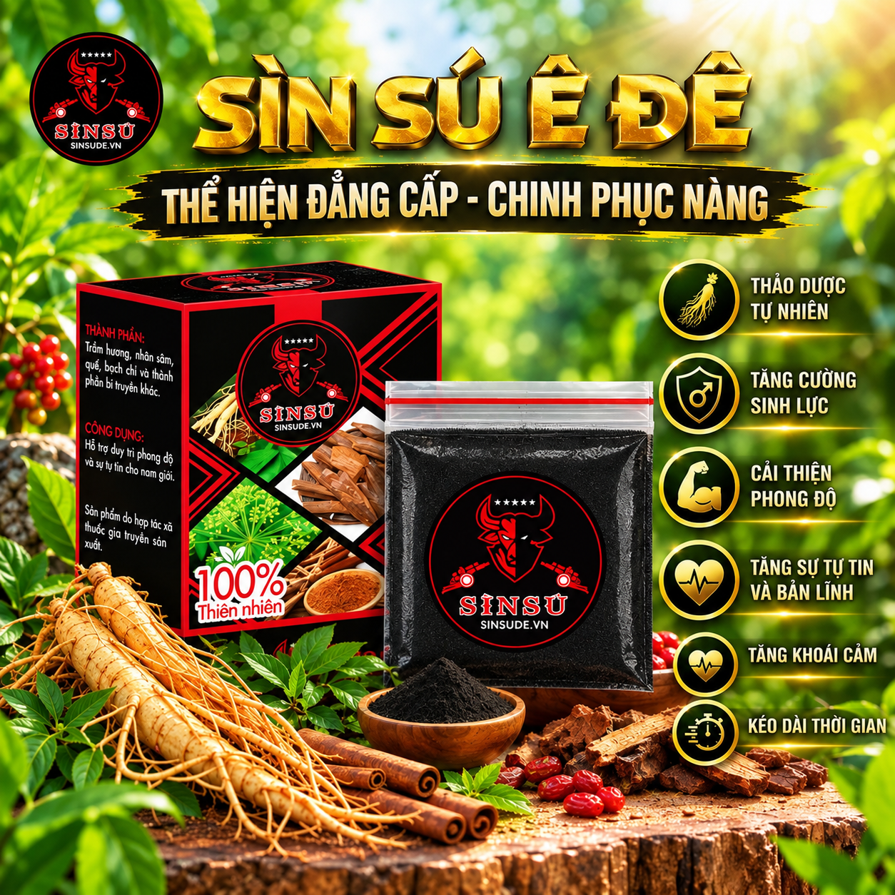 Sìn Sú Bột Đen - Kéo Dài Thời Gian Quan Hệ Nam Giới ( Gói 1 Gram)