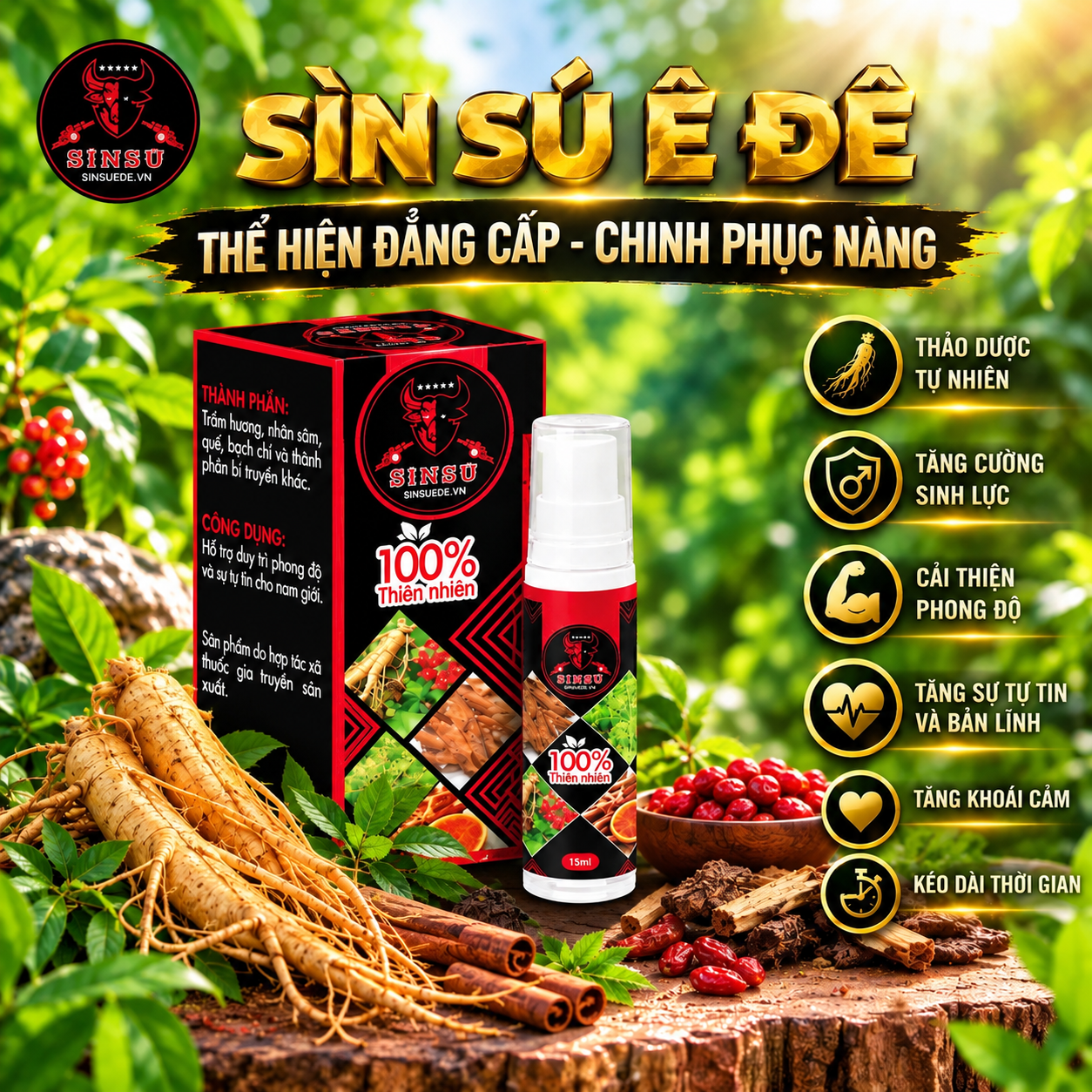 Chai Xịt Sìn Sú Ê Đê - Tây Nguyên - Kéo Dài Quan Hệ Nam Giới - (Lọ 5ml)