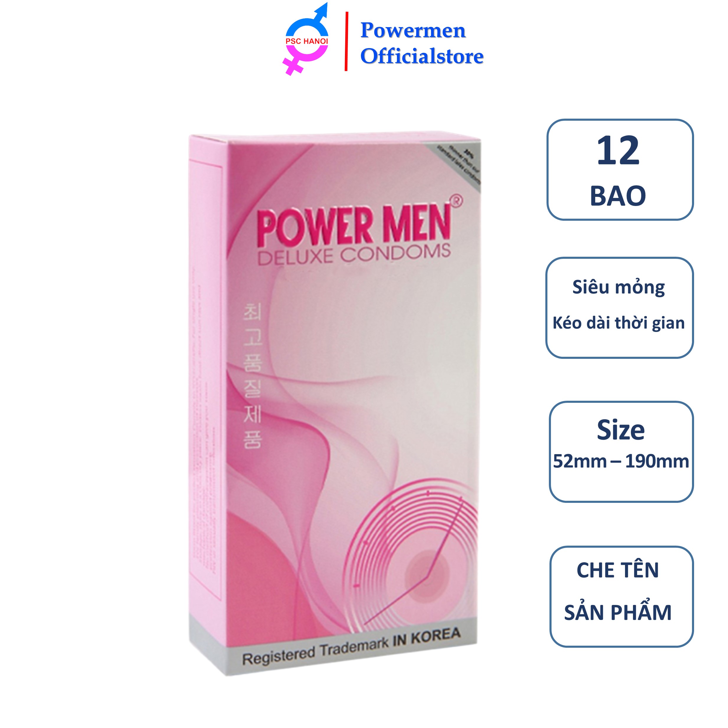 Bao Cao Su Power Men Super Thin Long Shock – Siêu Mỏng, Kéo Dài Thời Gian Chứa 5% Benzocaine