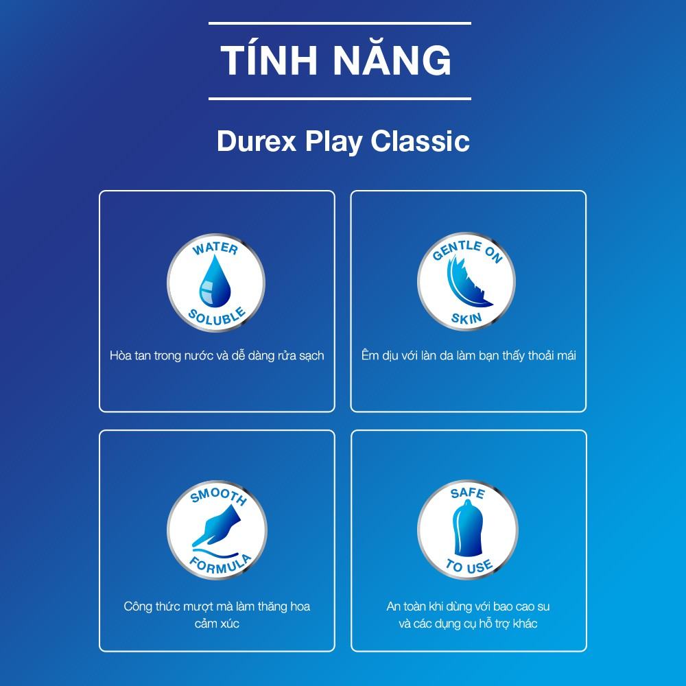 Gel Bôi Trơn Durex Play Classic cho cuộc yêu thêm mượt mà Gel Bôi Trơn Durex Play Classic mang lại cảm giác thật mượt mà và êm ái cho "cô bé"
