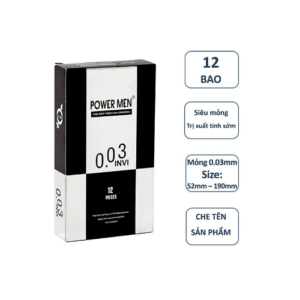 Bao cao su Power Men INVI 0.03 – hộp 12 cái