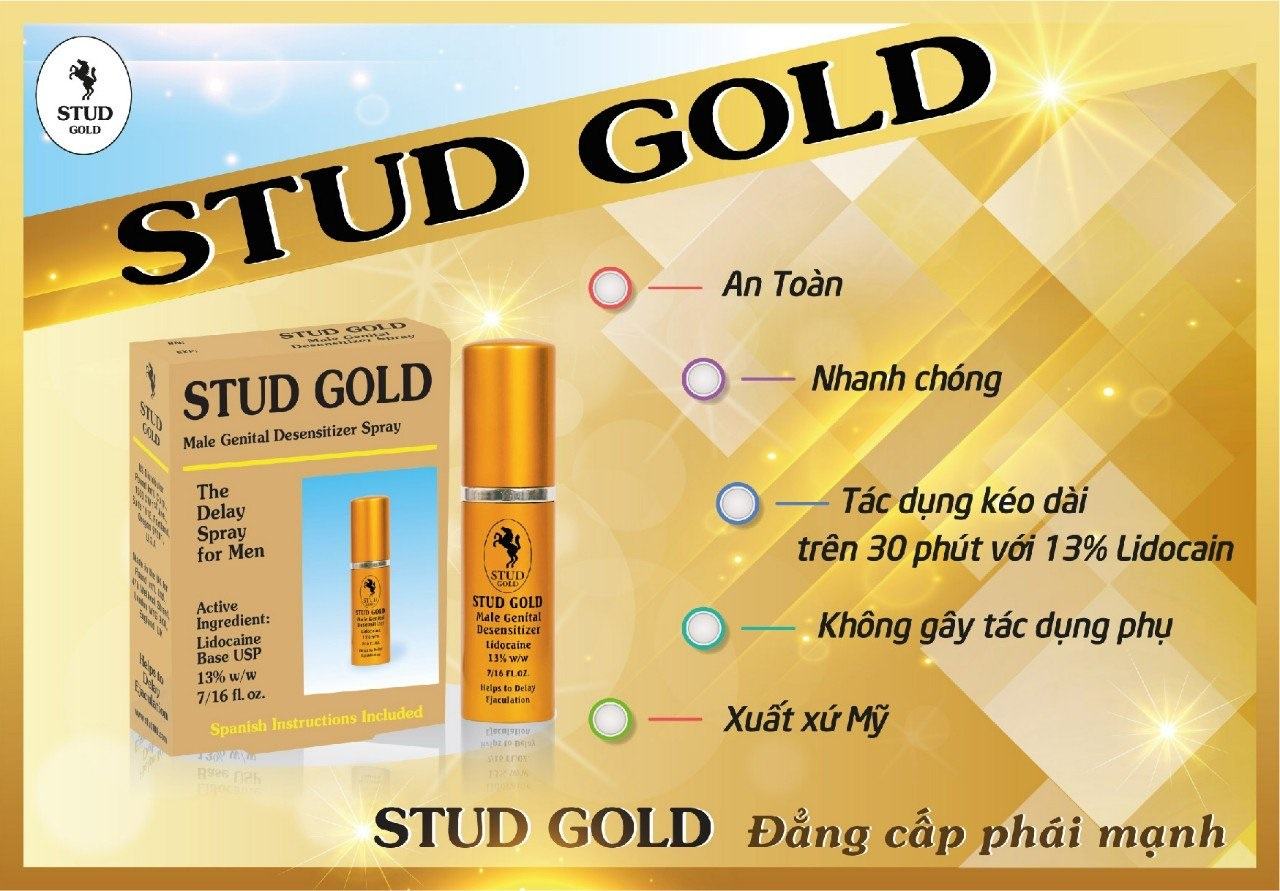 Chai Xịt Stud Gold, Chống Xuất Tính Sớm, Kéo Dài Quan Hệ – Chai 10ml
